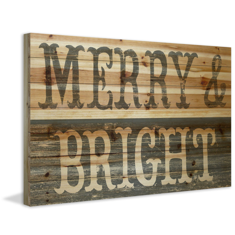Merry chic-reproduction d’art textuel sur bois sans cadre, H 12 po x l 18 po x 1,5 po