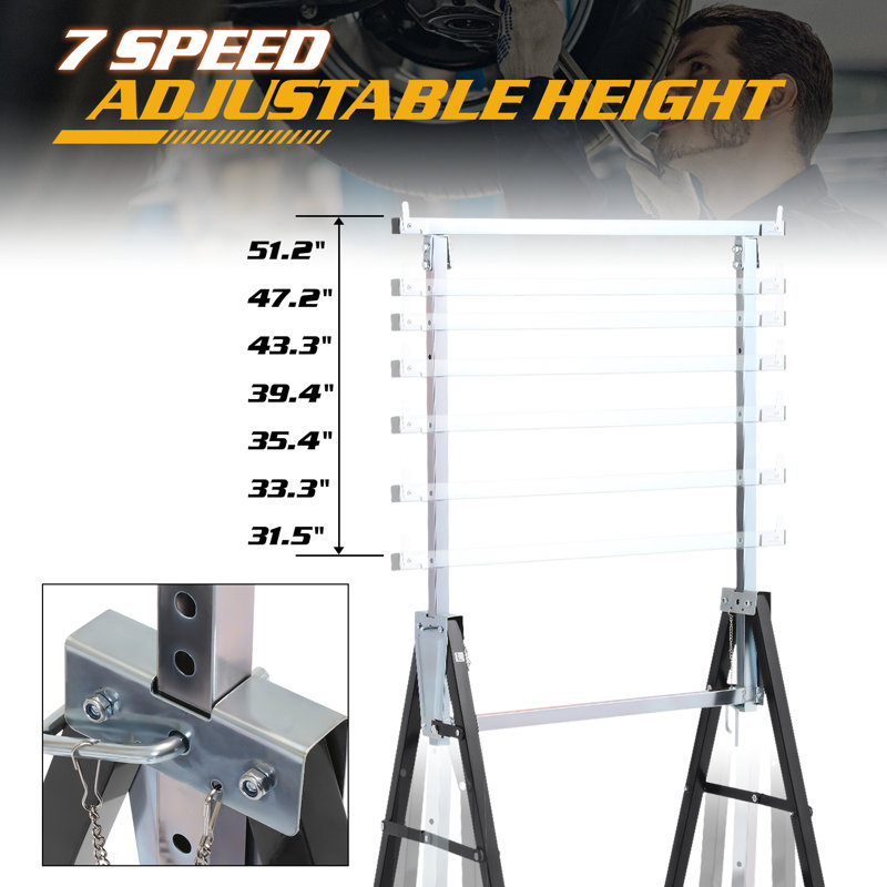 Ensemble de 2 supports de banc de travail robustes réglables à 7 vitesses pour chevalet pliable Capacité de 440 lb