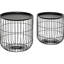 2 tables basses rondes avec panier en acier, plateaux amovibles, rangement dans le salon, noir, peu encombrant et polyvalent, tables de bout empilables pour l'enchantement, noir