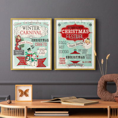 Bright Christmas Carnival - reproduction encadrée de qualité supérieure - prête à être accrochée - aucun clou requis - aucun clou requis