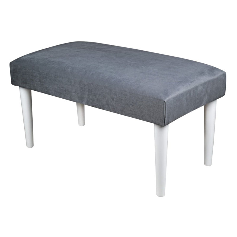 Mansbury Velvet Upholstered Bench, Grey, 45cm H x 150cm W x 35cm D