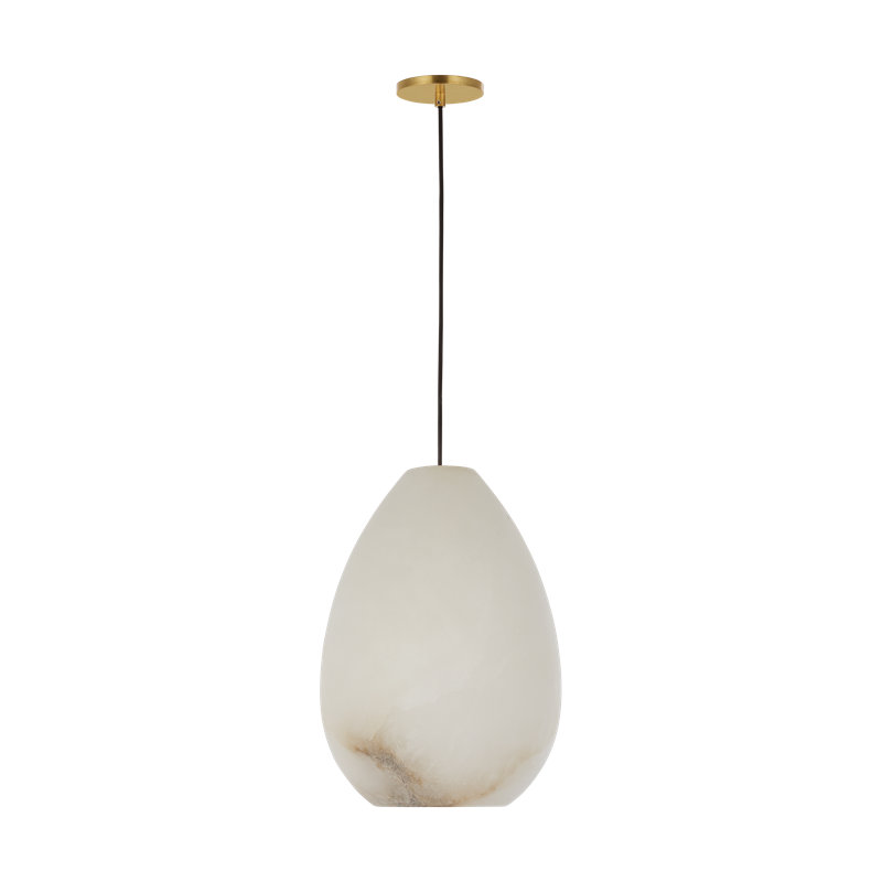 Sean Lavin Alina 1-light Pendant in Hand Rubbed Antique Brass with Alabaster shade, 13.3" H x 4.8" W, No