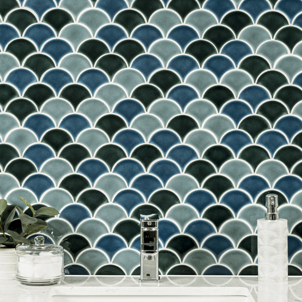 Ackland Nivara Scale 10 in. x 13 in. Glossy Porcelain Mosaic Floor and Wall Tile