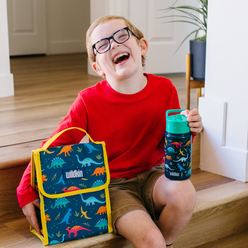 Wildkin Kids 14oz Stainless Steel Water Bottle – BPA-Free, Leakproof, Insulated, Easy-Clean - Jurassic Dinosaurs