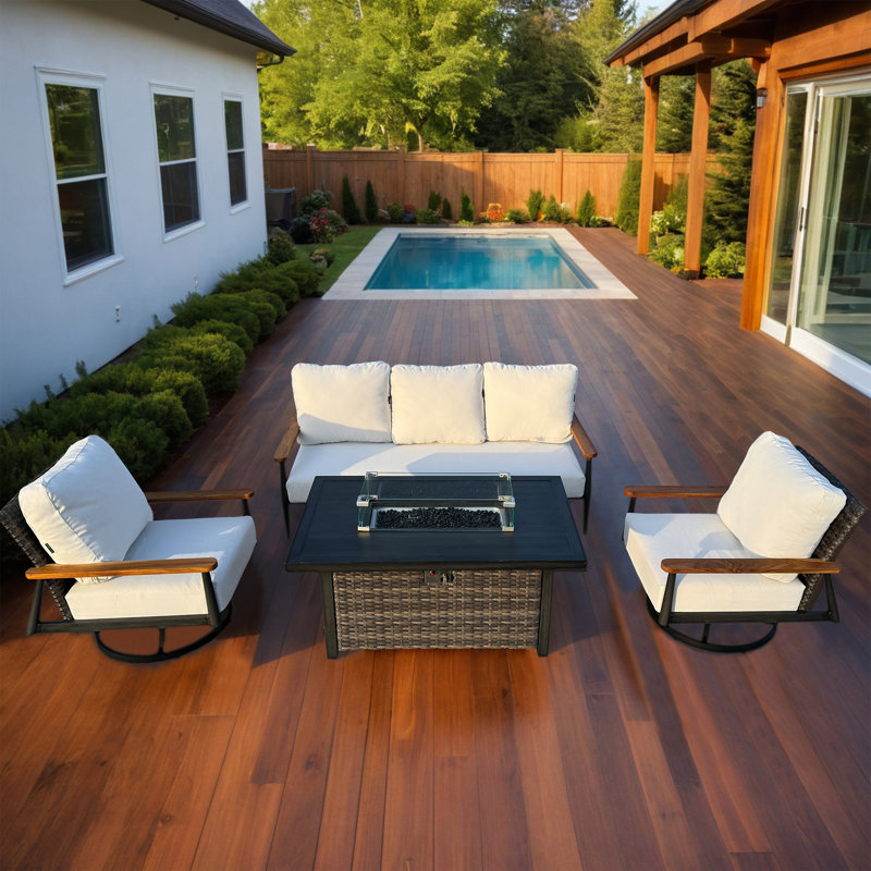 Quaniqua 5 - Person Patio Conversation Set, Cast Natural, Gray