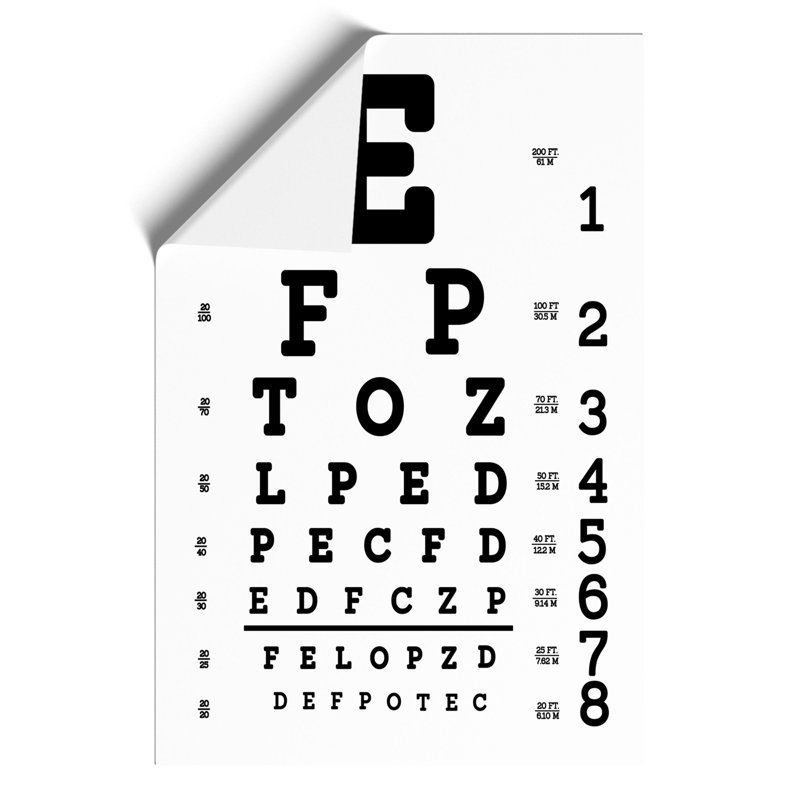 Eye Test Chart - Frameless Print, 84cm H x 59cm W x 0.1cm D