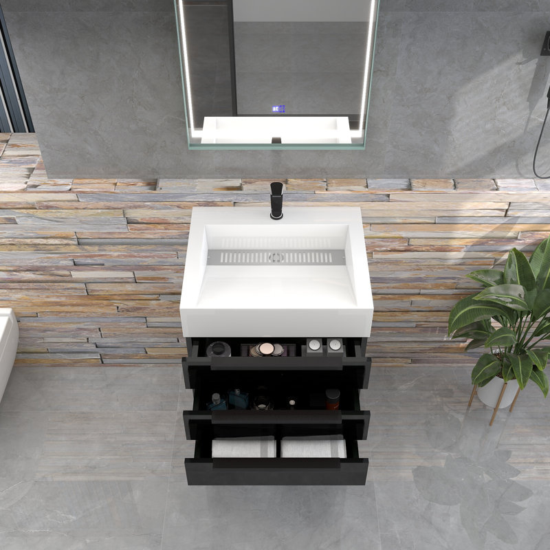 Finition du meuble-lavabo sur pied simple de base 24 po Jessica: Noir lustré, Noir brillant