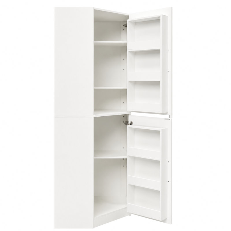 Armoire de coin 70,87 po, armoire de rangement haute avec portes doubles et tablettes multiples