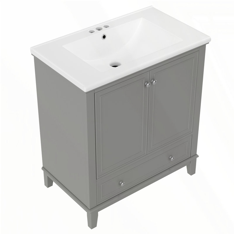 Meuble-lavabo 30 po avec lavabo, Gris