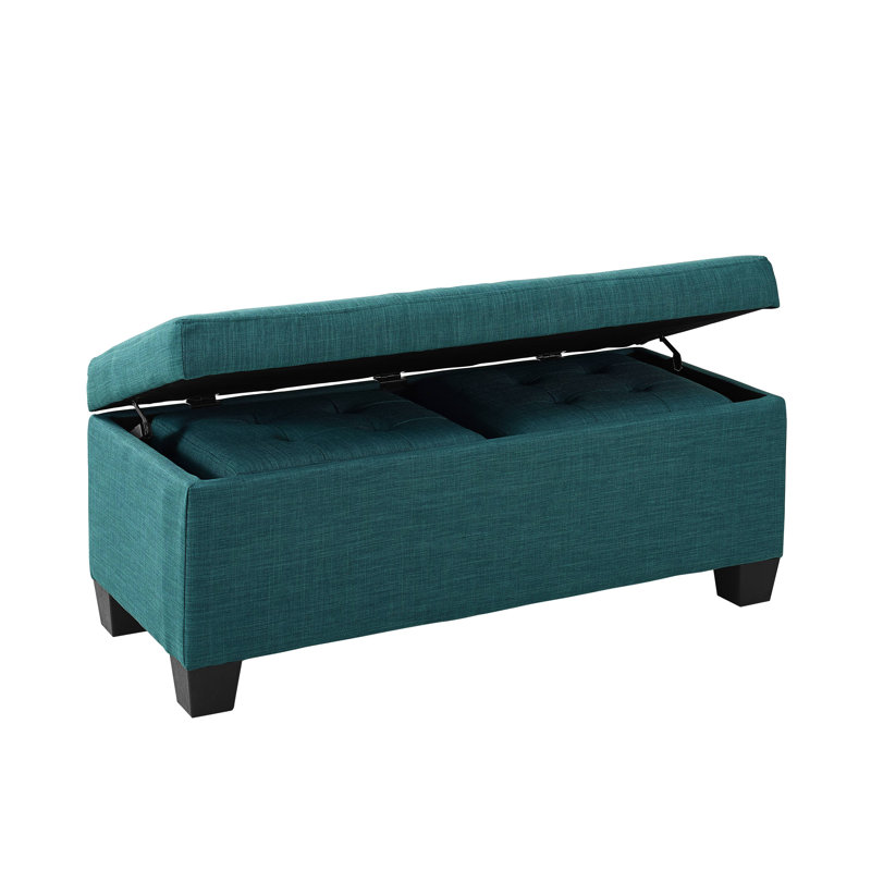 Edyth Upholstered Ottoman, Heirloom Teal