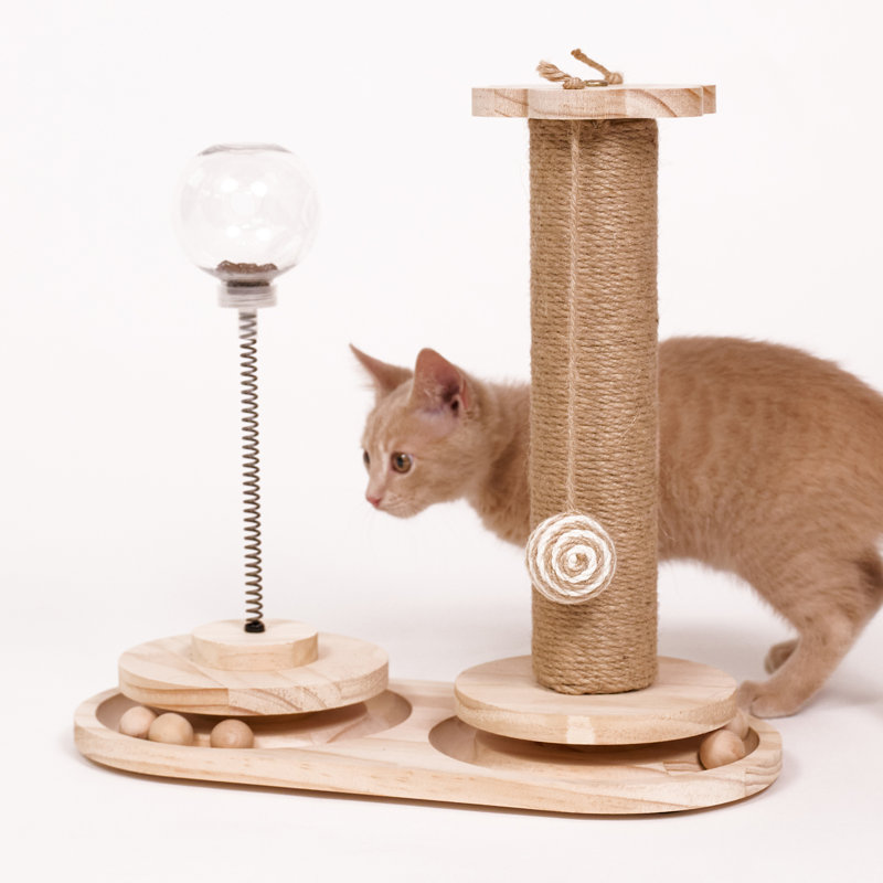 Natural Beige Sisal and Wood Cat Activity Center