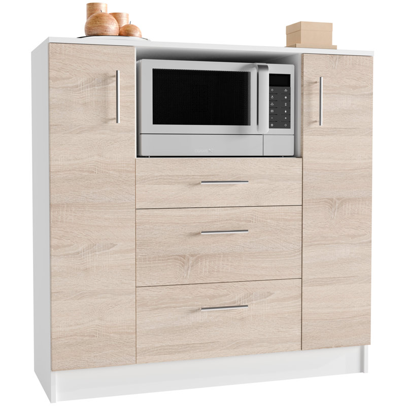 Seretha 110cm Kitchen Pantry, White/Sonoma oak