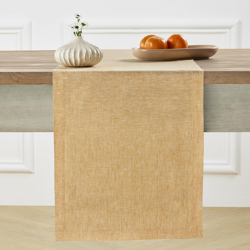 100% Pure Linen Table Runner - Athena, 90" x 14", Golden Nugget