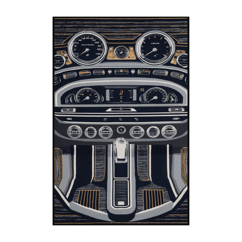 Machine Washable Transportation Grey Area Rug, Rectangle 2' x 3'