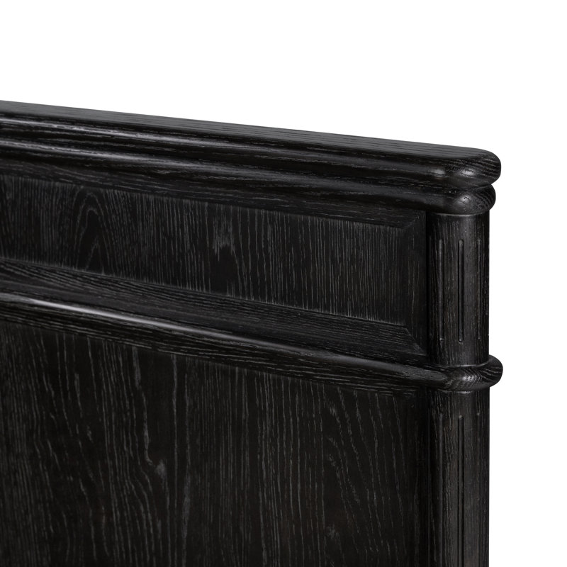 Toulouse Solid Wood Bed, Queen, Distressed Black