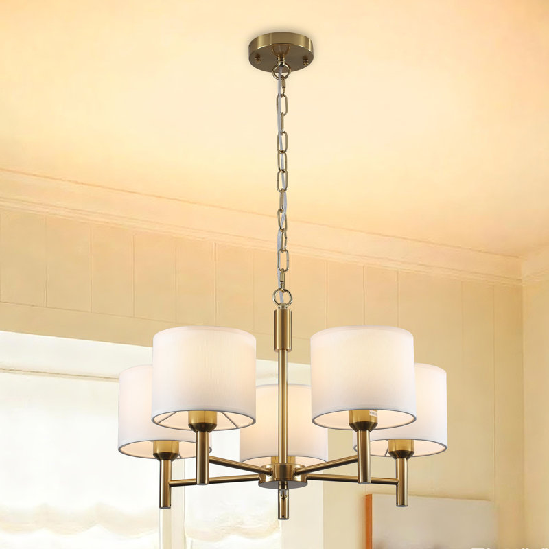 5 - Light Dimmable Classic / Traditional Chandelier, Brushed Gold