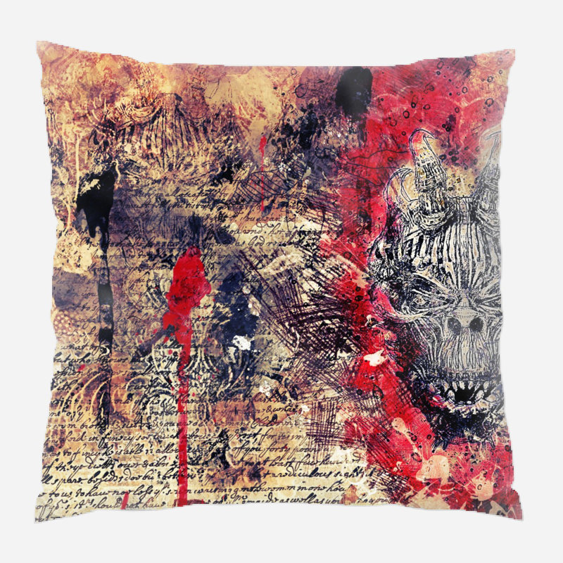Housse et insert de coussin carré Skull, Intérieur, Microsuède