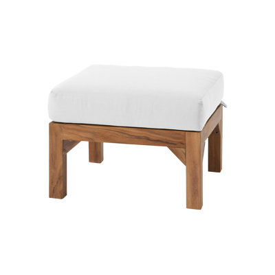 Repose-pieds extérieur en teck avec coussin Sunbrella