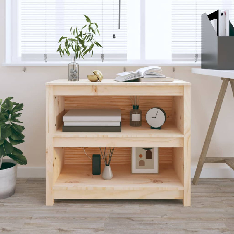 Cleta 68cm H Solid Wood Standard Bookcase, 68cm H x 80cm W x 35cm D, Black