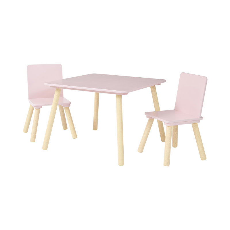 Kids Table and Two Chairs Set, Pink