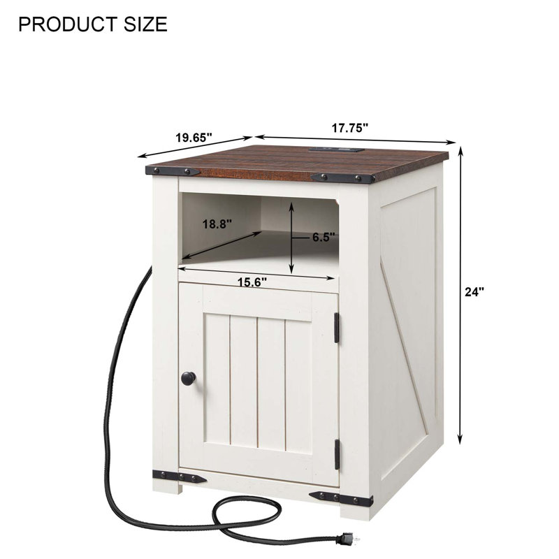 Xailey 2 - Drawer End Table and Built-In Outlets, White