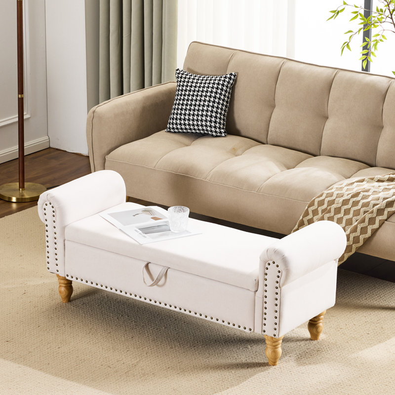 Banc de rangement rembourré, Beige