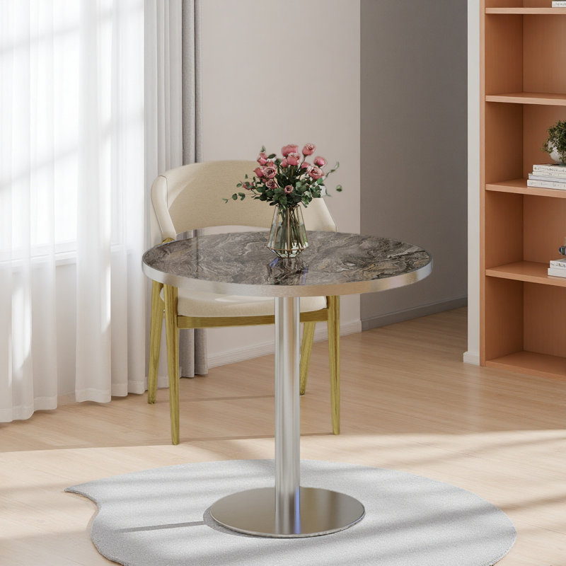 Table bistro ronde 31,5 po, Gris ardoise clair, Argent argent