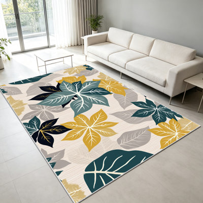 1PC Tropical Vintage Leaf Print area rugs for Living Room, Soft and Comfortable, Suitable for all seasons, easy-to-maintain, machine washable Indoor floor mat, Under Table Farmhouse suitable for Dining Table, Bedroom, Home Decor, Outdoor Decor.