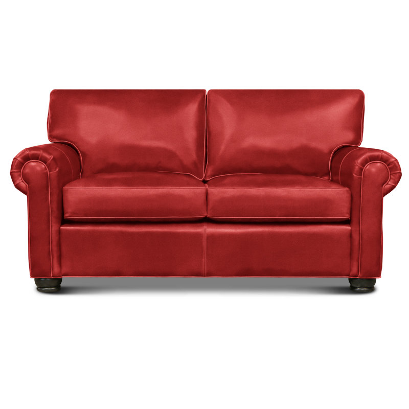 Bordeaux Leather Loveseat, Cardinal Red (Cartier), Espresso