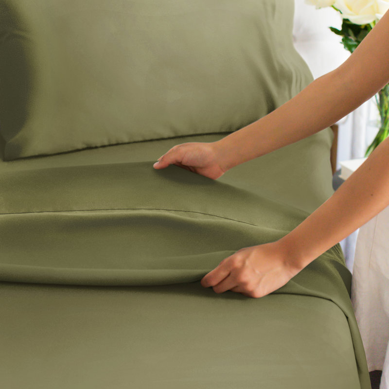 Twin Sage Green Microfiber Stripe Sheet Set for Kids