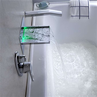 Faucet Sale LED RGB Single Handle Widespread Waterfall Pull-Out Bathroom Faucet