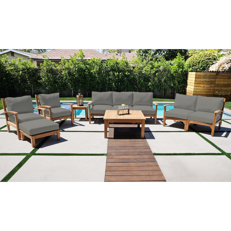 Huntington Outdoor 7 - Piece Teak Conversation Set, White Sunbrella®