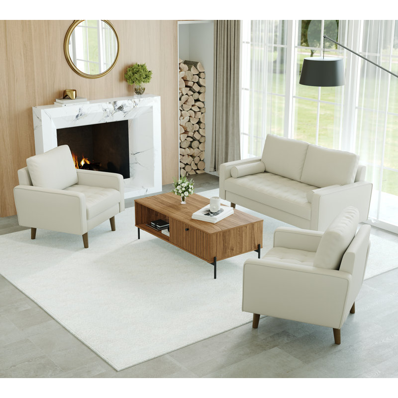 Ensemble de 2 chaises d'appoint à accoudoirs carrés et canapé Bridgeview, blanc, 2 pièces, Blanc