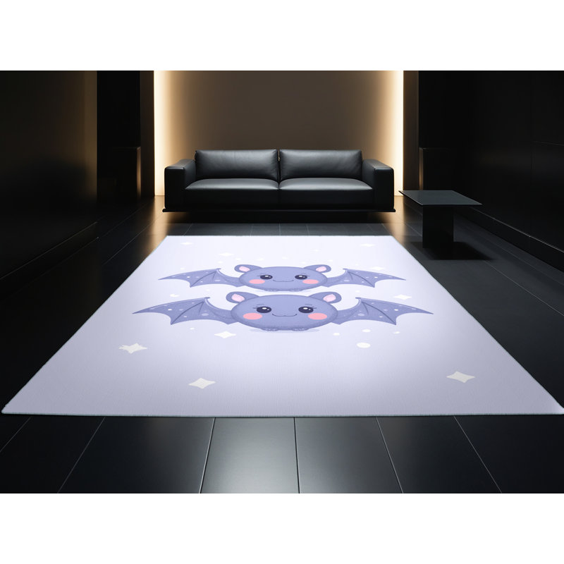Soft Plush Farrer Halloween Modern & Contemporary Abstract Area Rug in Blue – SkyBlue Binding, 2x4