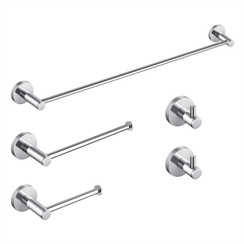 Circular 5 - Piece Bathroom Hardware Set, Chrome