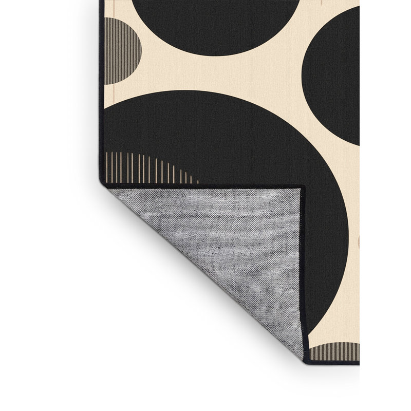 Machine Washable Pavla Modern Geometric Rug in Black – Black Binding, 7 x 9