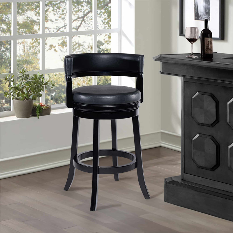 Tabouret pivotant Balen, Tabouret de bar (siège d'une hauteur de 29 po), Siège noir / cadre noir