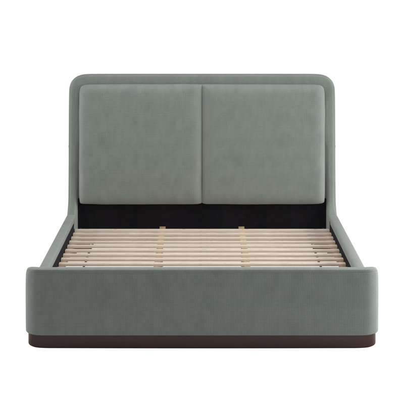 Lit plateforme tapissier en tissu Ingomber , Bleu, Très grand
