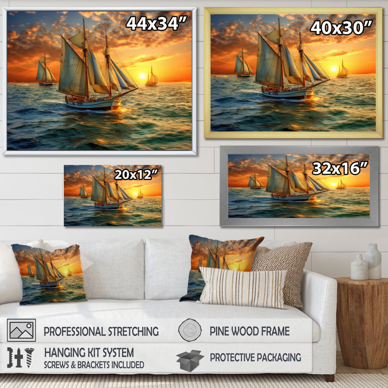 «Boating Bliss I - Sports», reproduction sur toile, H 30 po x l 40 po x P 1,5 po, Cadre photo noir
