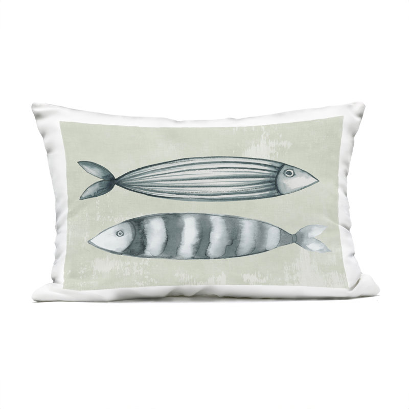 Stick Fish in Neutrals Outdoor Printed Pillow design by Eli Jones