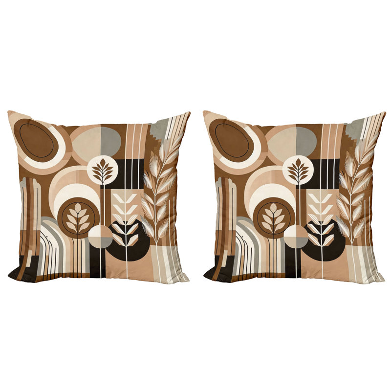 429405_Ambesonne, housse de coussin décoratif Monstera, paquet de 2 Boho Arrange Mid Century, H 18 po x l 18 po