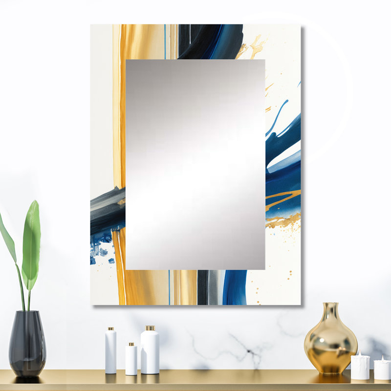 Stylish Spiral Abstract V - Abstract Spirals Mirror, Blue Unique Wall Mirror, Printed Metal Art, 32" x 24"