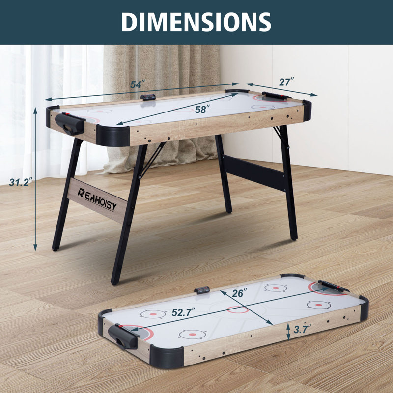 Table de hockey pneumatique à 2 joueurs avec tableau de pointage numérique 54 po RayChee, Grain du bois