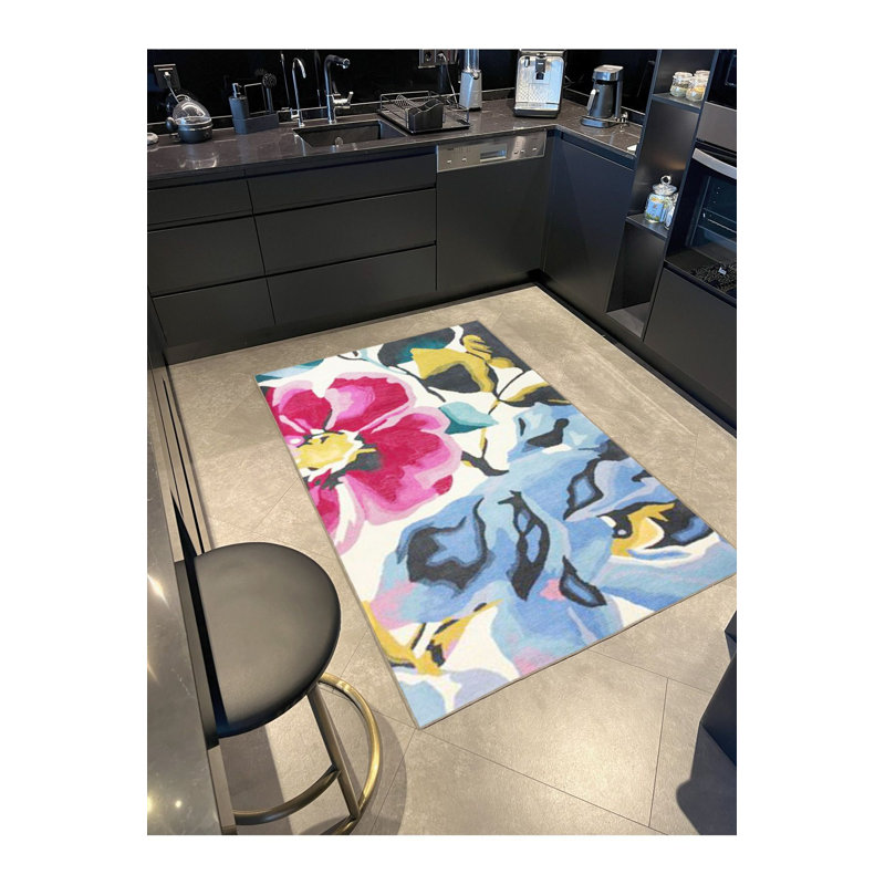 Tapis rose lavable à la machine, Sous-tapis carré 3 pi 3 po inclus