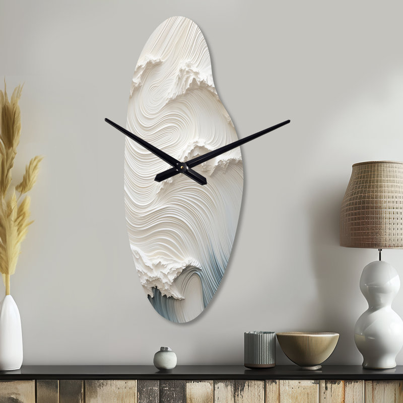 Horloge murale asymétrique en métal blanc et bleu, Grand