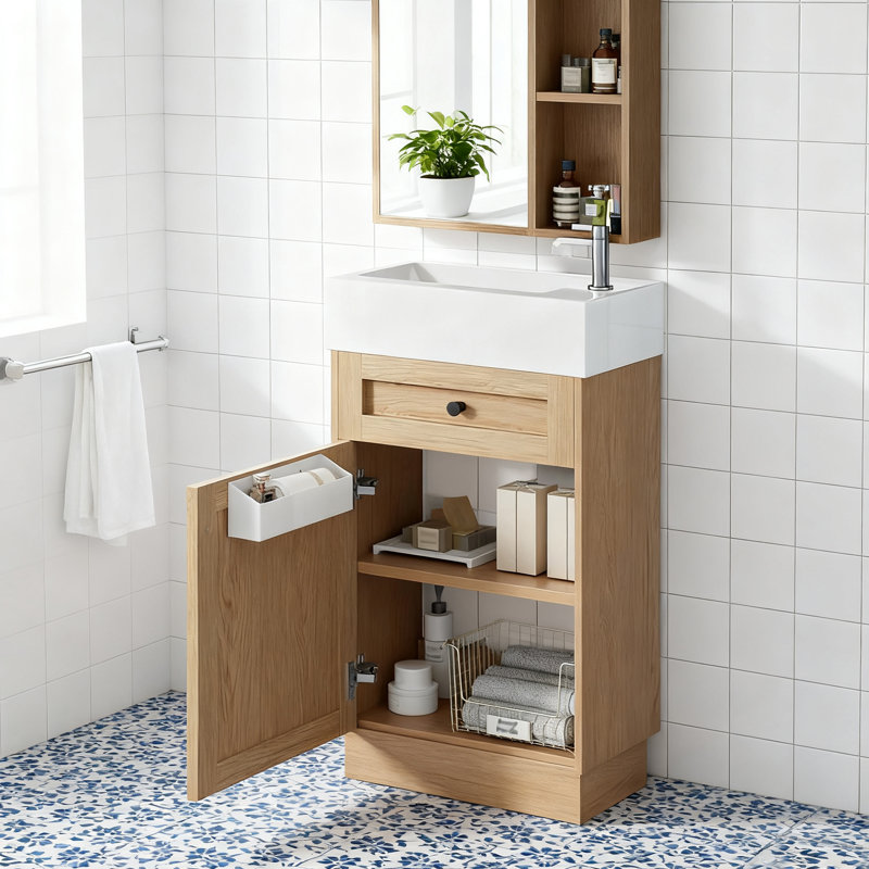 Meuble-lavabo 18,5 po avec lavabo, tablette réglable et porte réversible