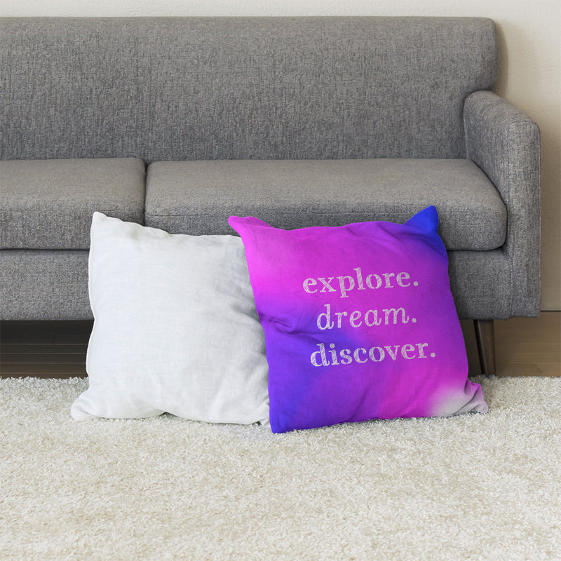 Coussin de sol, 28 po x 28 po, Bleu / Mauve