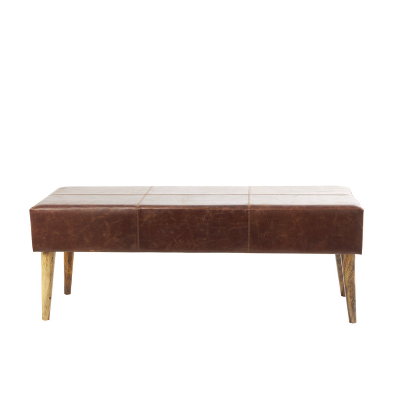 Casmir Genuine Leather Upholstered Bench