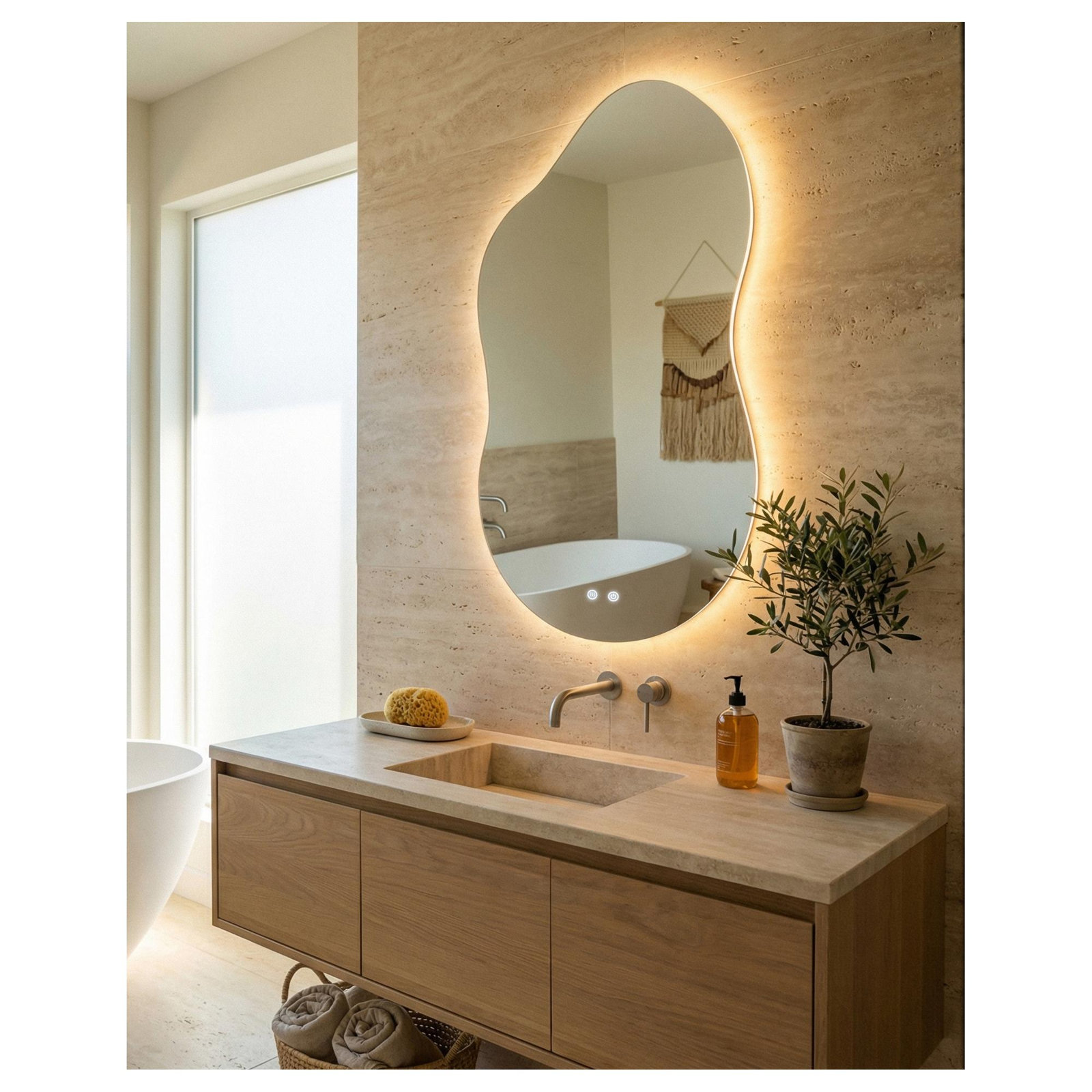 Laika LED Asymmetrical Bathroom Vanity Mirror