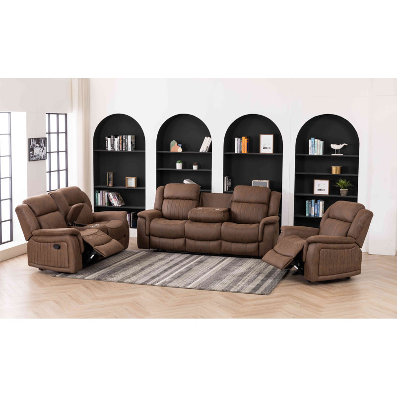 Ensemble de salon en similicuir 3 pièces, Brown